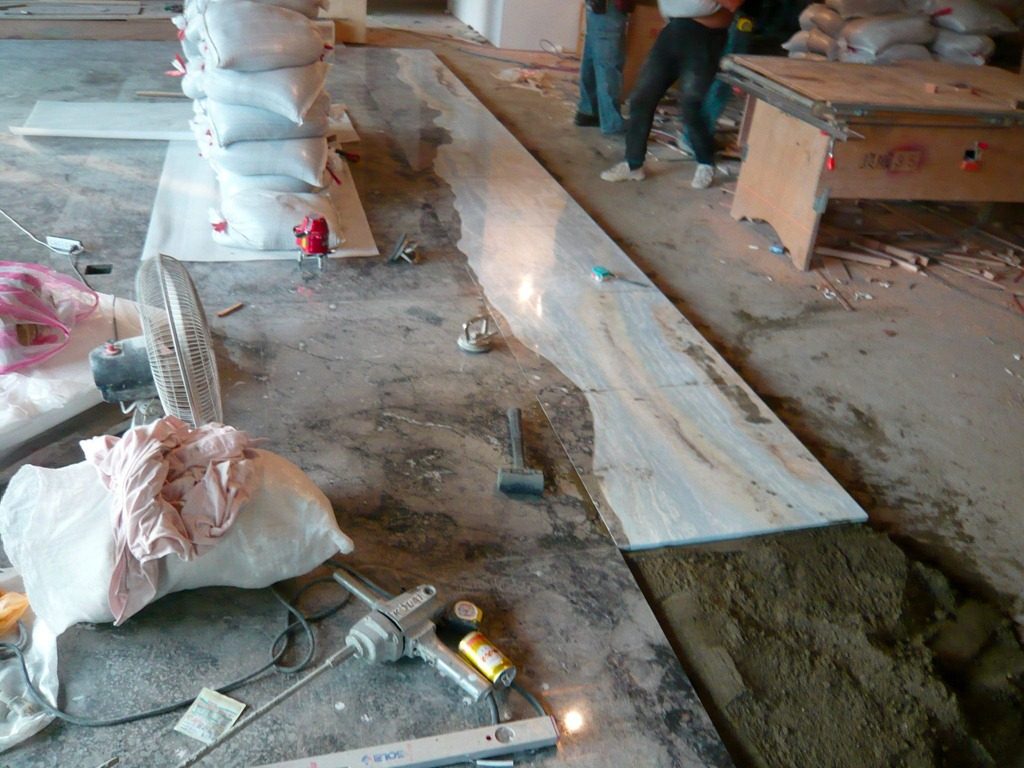 石材地坪 施工中