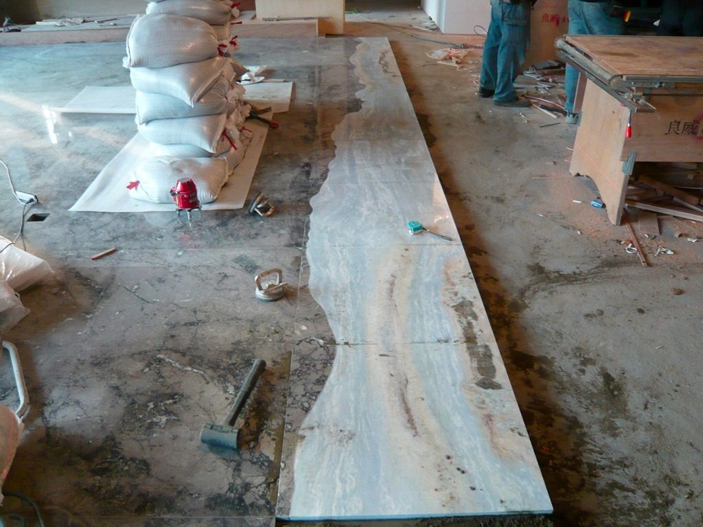 石材地坪 施工中